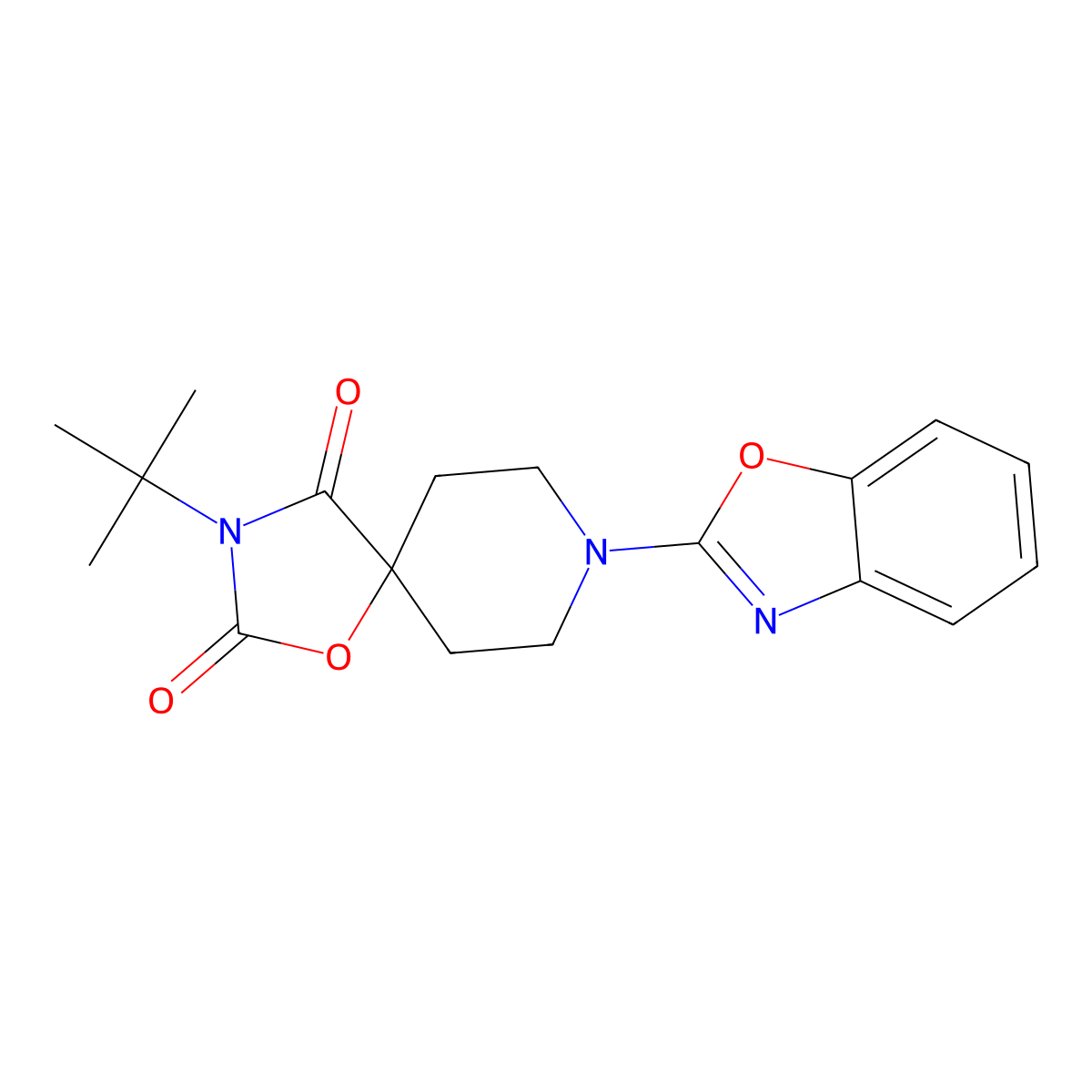 8-(1,3-Benzoxazol-2-yl)-3-tert-butyl-1-oxa-3,8-diazaspiro[4.5]decane-2,4-dione molecular structure, CAS 2741933-87-7