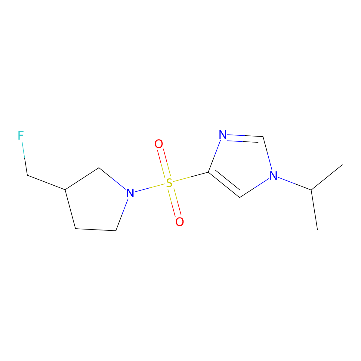 4-{[3-(fluoromethyl)pyrrolidin-1-yl]sulfonyl}-1-(propan-2-yl)-1H-imidazole molecular structure, CAS 2741933-94-6