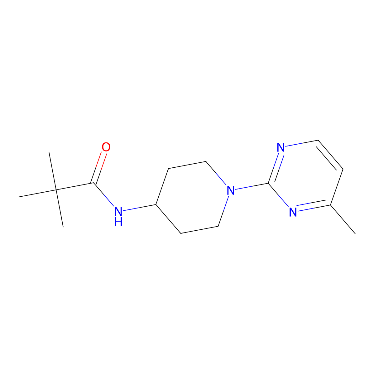 2,2-dimethyl-N-[1-(4-methylpyrimidin-2-yl)piperidin-4-yl]propanamide molecular structure, CAS 2741934-13-2
