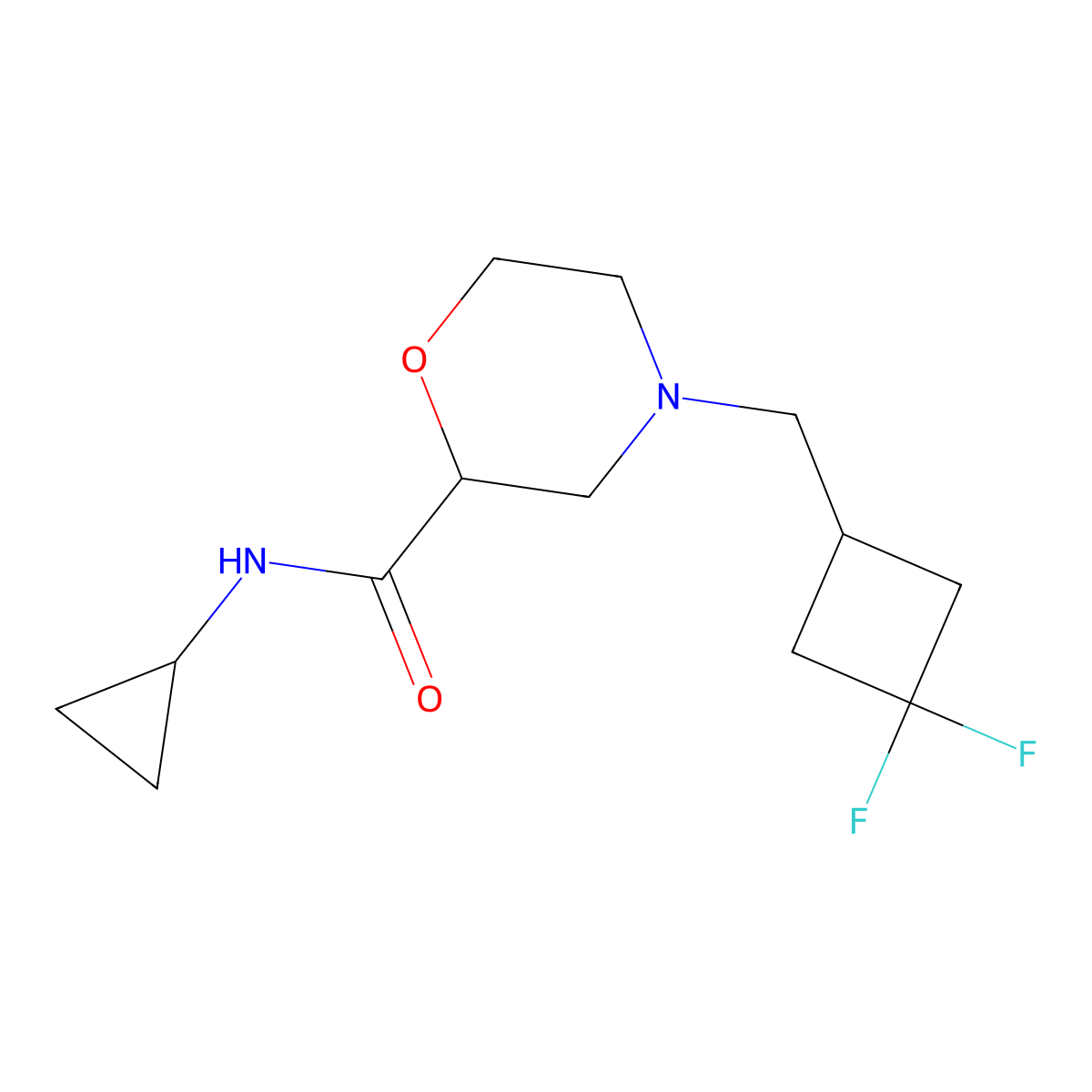 N-cyclopropyl-4-[(3,3-difluorocyclobutyl)methyl]morpholine-2-carboxamide molecular structure, CAS 2741934-16-5
