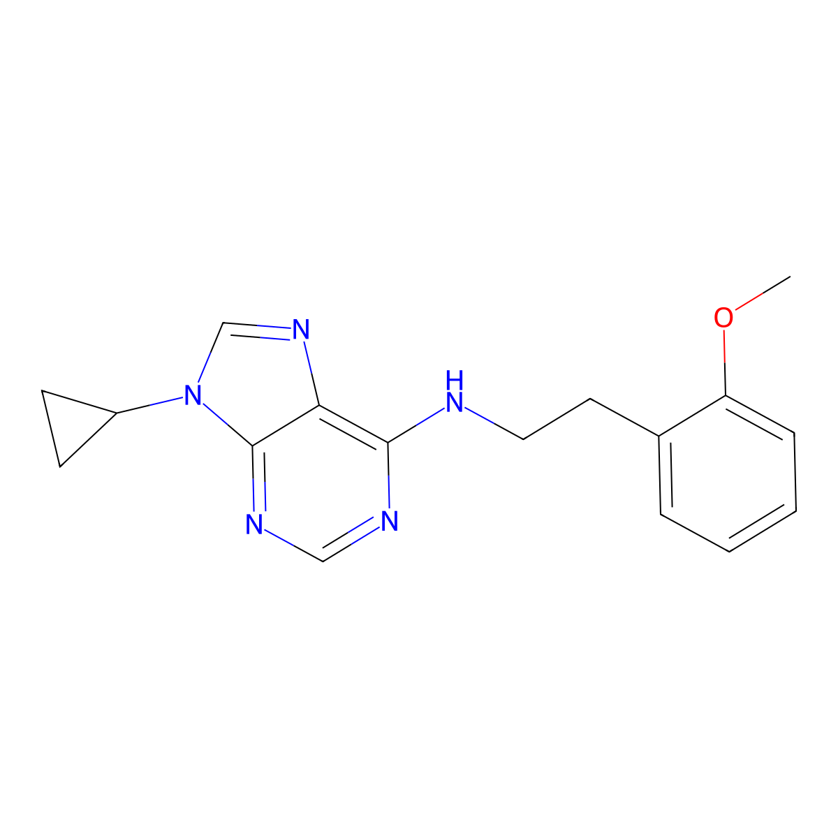 9-cyclopropyl-N-[2-(2-methoxyphenyl)ethyl]-9H-purin-6-amine molecular structure, CAS 2741934-20-1