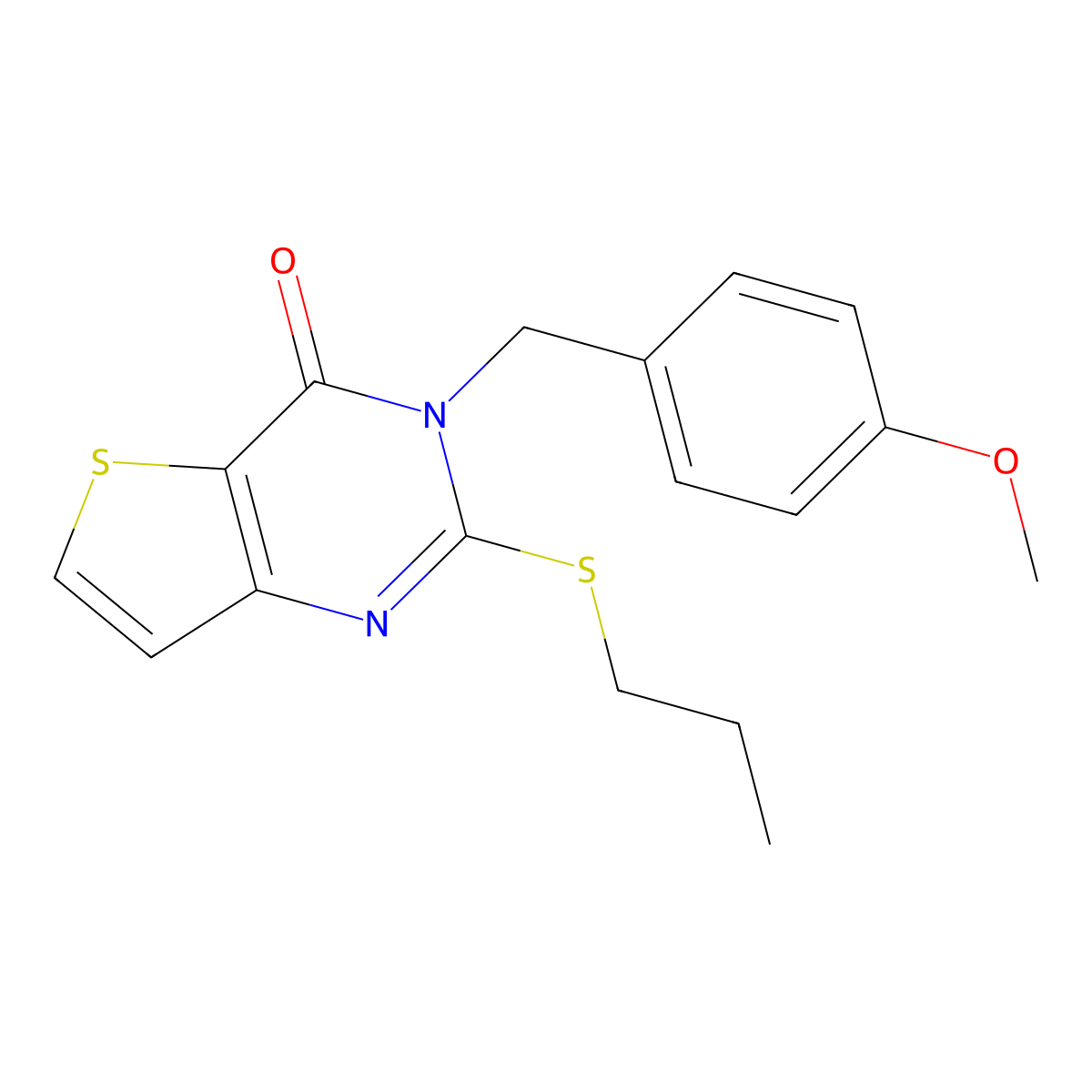 3-[(4-methoxyphenyl)methyl]-2-(propylsulfanyl)-3H,4H-thieno[3,2-d]pyrimidin-4-one molecular structure, CAS 2741934-25-6
