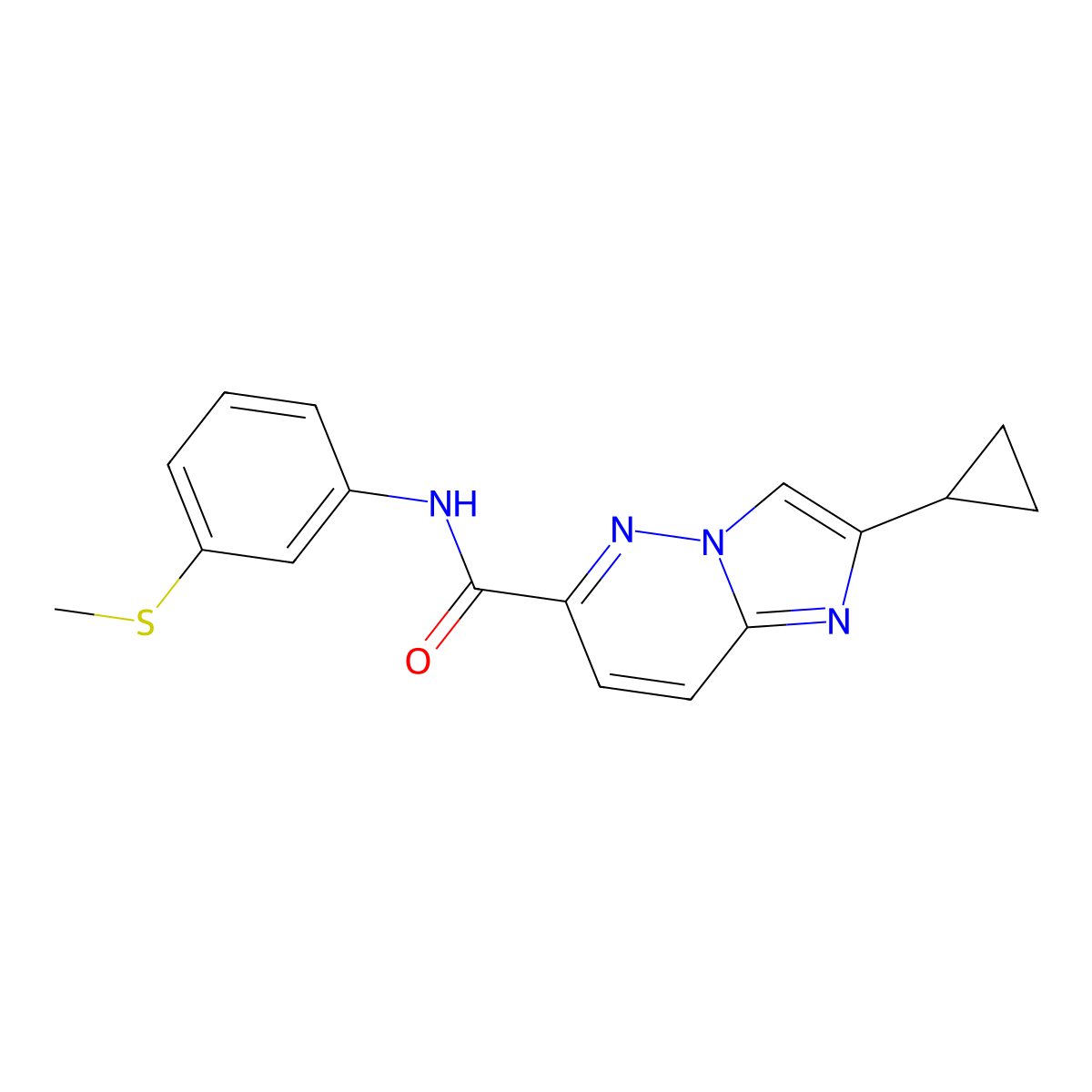 2-cyclopropyl-N-[3-(methylsulfanyl)phenyl]imidazo[1,2-b]pyridazine-6-carboxamide molecular structure, CAS 2741934-28-9