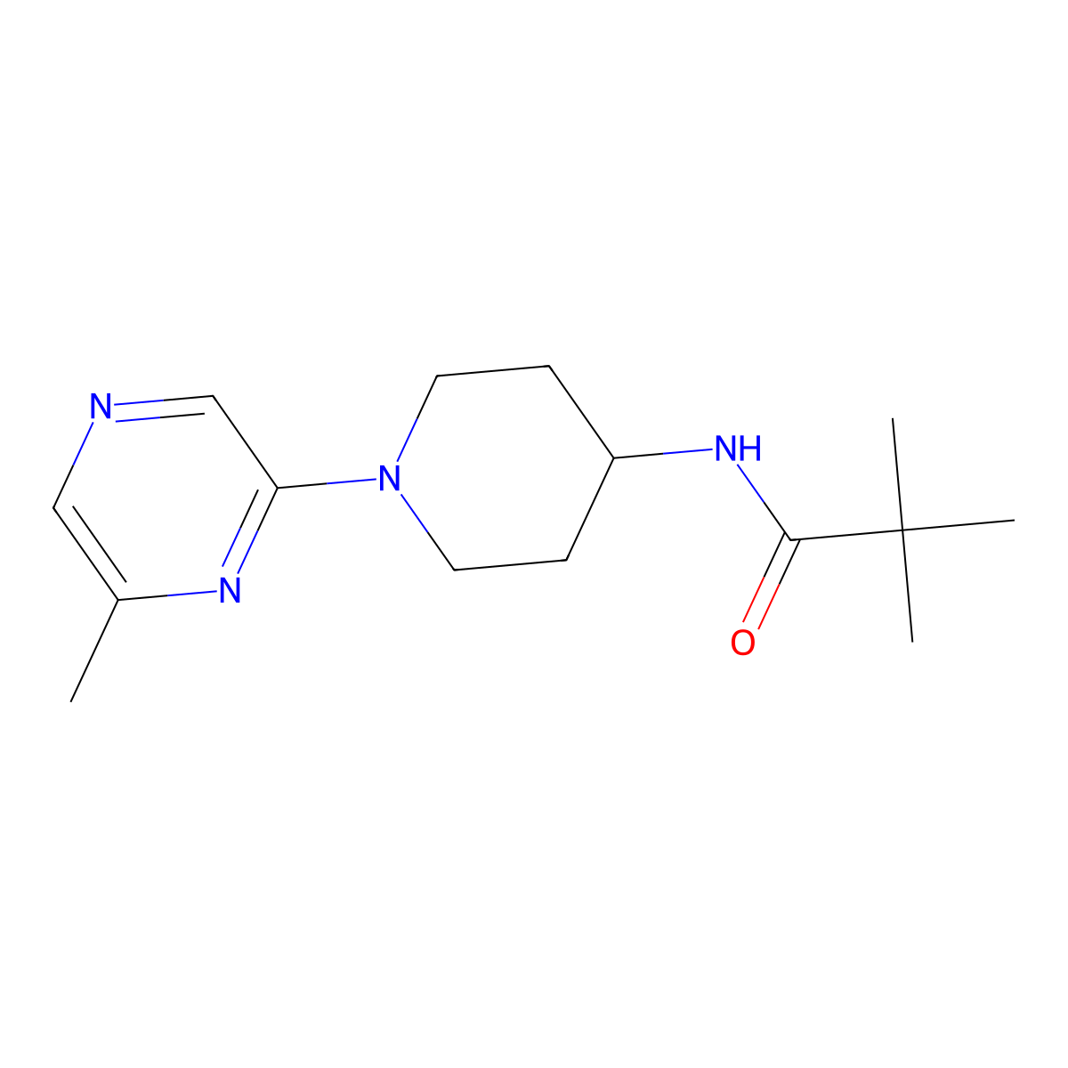 2,2-dimethyl-N-[1-(6-methylpyrazin-2-yl)piperidin-4-yl]propanamide molecular structure, CAS 2741934-29-0