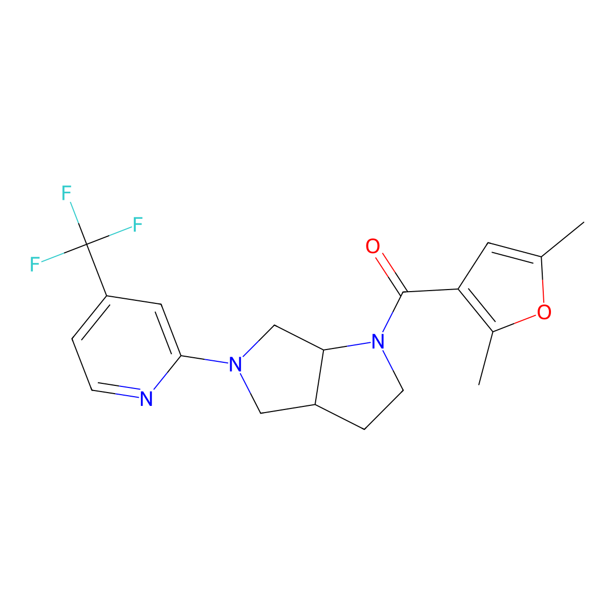 2-[1-(2,5-Dimethylfuran-3-carbonyl)-octahydropyrrolo[2,3-c]pyrrol-5-yl]-4-(trifluoromethyl)pyridine molecular structure, CAS 2741934-31-4