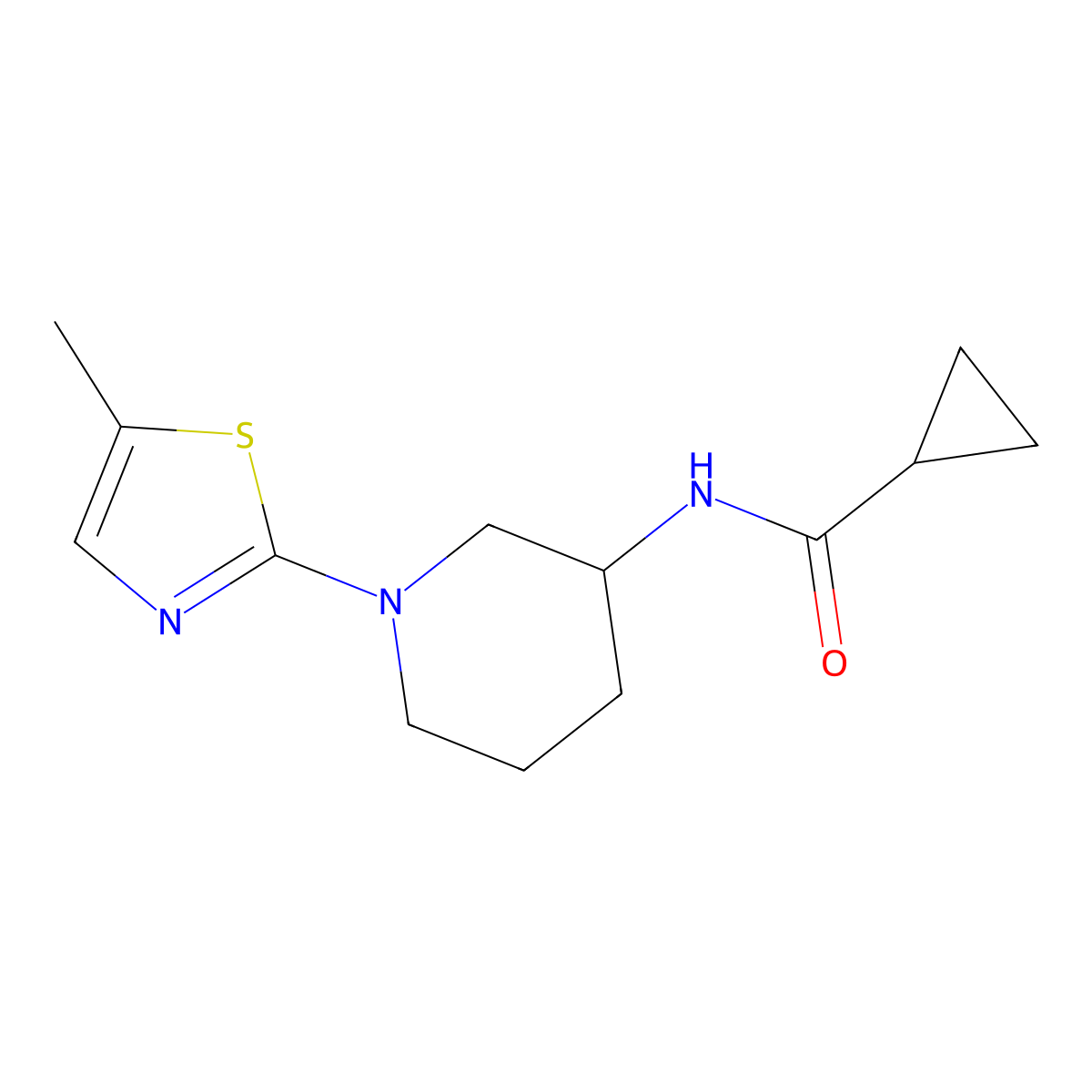 N-[1-(5-methyl-1,3-thiazol-2-yl)piperidin-3-yl]cyclopropanecarboxamide molecular structure, CAS 2741934-33-6