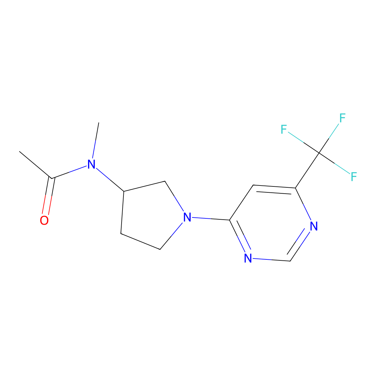 N-methyl-N-{1-[6-(trifluoromethyl)pyrimidin-4-yl]pyrrolidin-3-yl}acetamide molecular structure, CAS 2741934-34-7