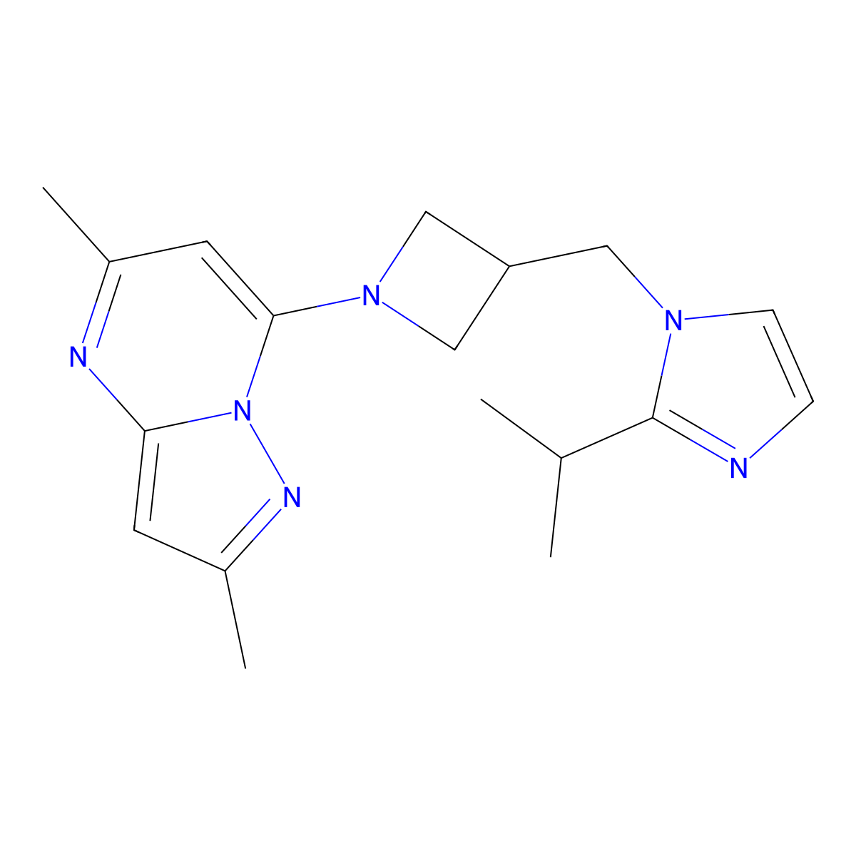 1-[(1-{2,5-dimethylpyrazolo[1,5-a]pyrimidin-7-yl}azetidin-3-yl)methyl]-2-(propan-2-yl)-1H-imidazole molecular structure, CAS 2741934-38-1