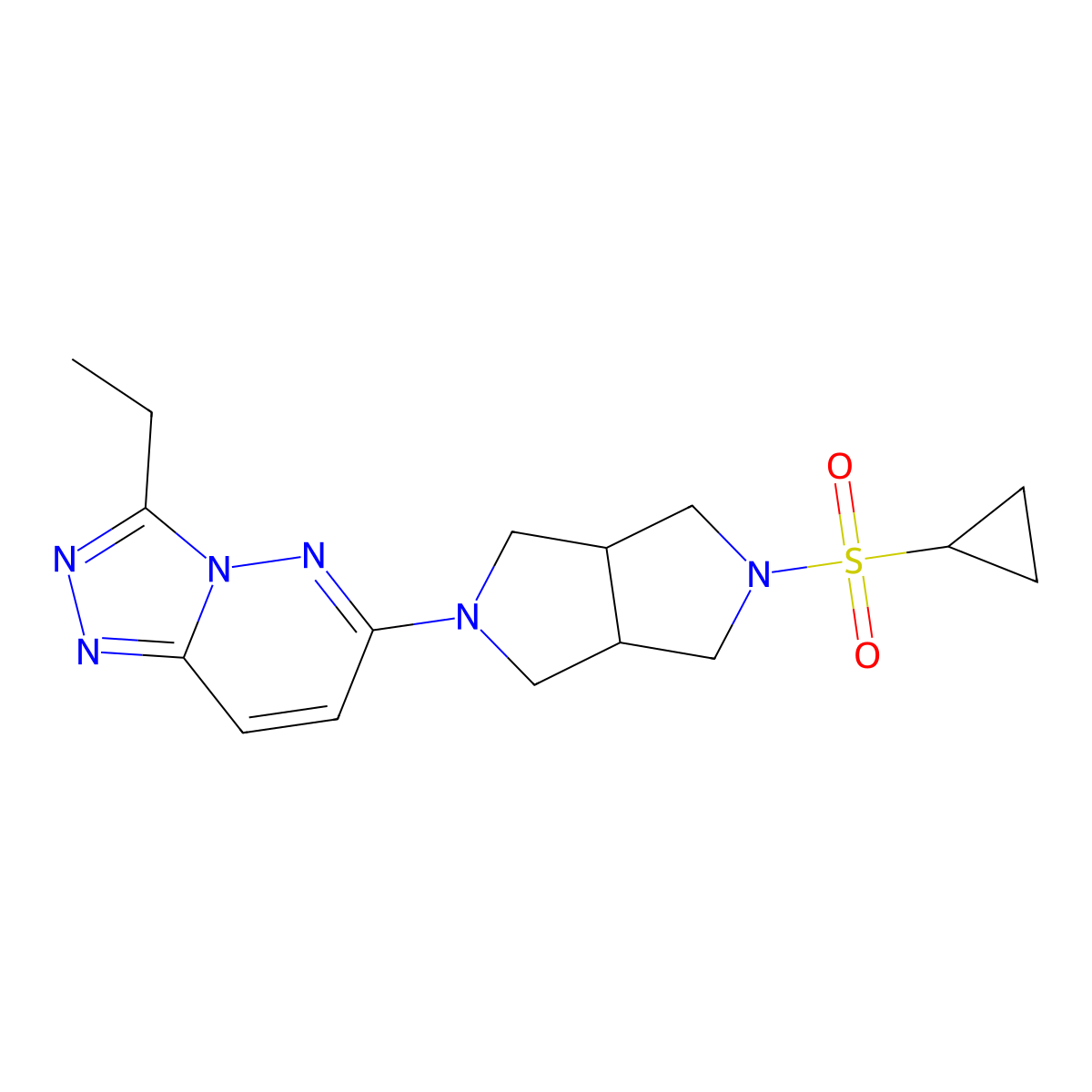 6-[5-(Cyclopropanesulfonyl)-octahydropyrrolo[3,4-c]pyrrol-2-yl]-3-ethyl-[1,2,4]triazolo[4,3-b]pyridazine molecular structure, CAS 2741934-44-9