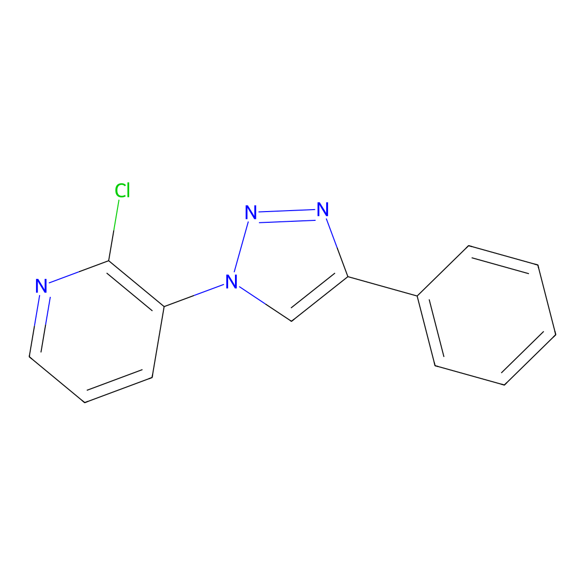 2-chloro-3-(4-phenyl-1H-1,2,3-triazol-1-yl)pyridine molecular structure, CAS 2741934-45-0