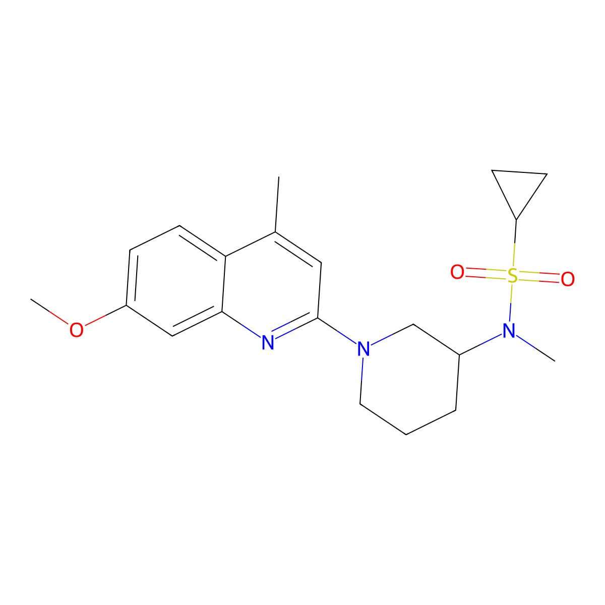 N-[1-(7-methoxy-4-methylquinolin-2-yl)piperidin-3-yl]-N-methylcyclopropanesulfonamide molecular structure, CAS 2741934-50-7