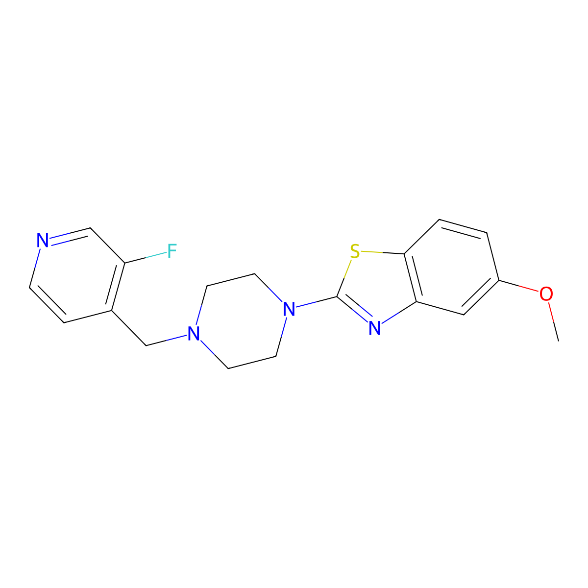 2-{4-[(3-Fluoropyridin-4-yl)methyl]piperazin-1-yl}-5-methoxy-1,3-benzothiazole molecular structure, CAS 2741934-53-0
