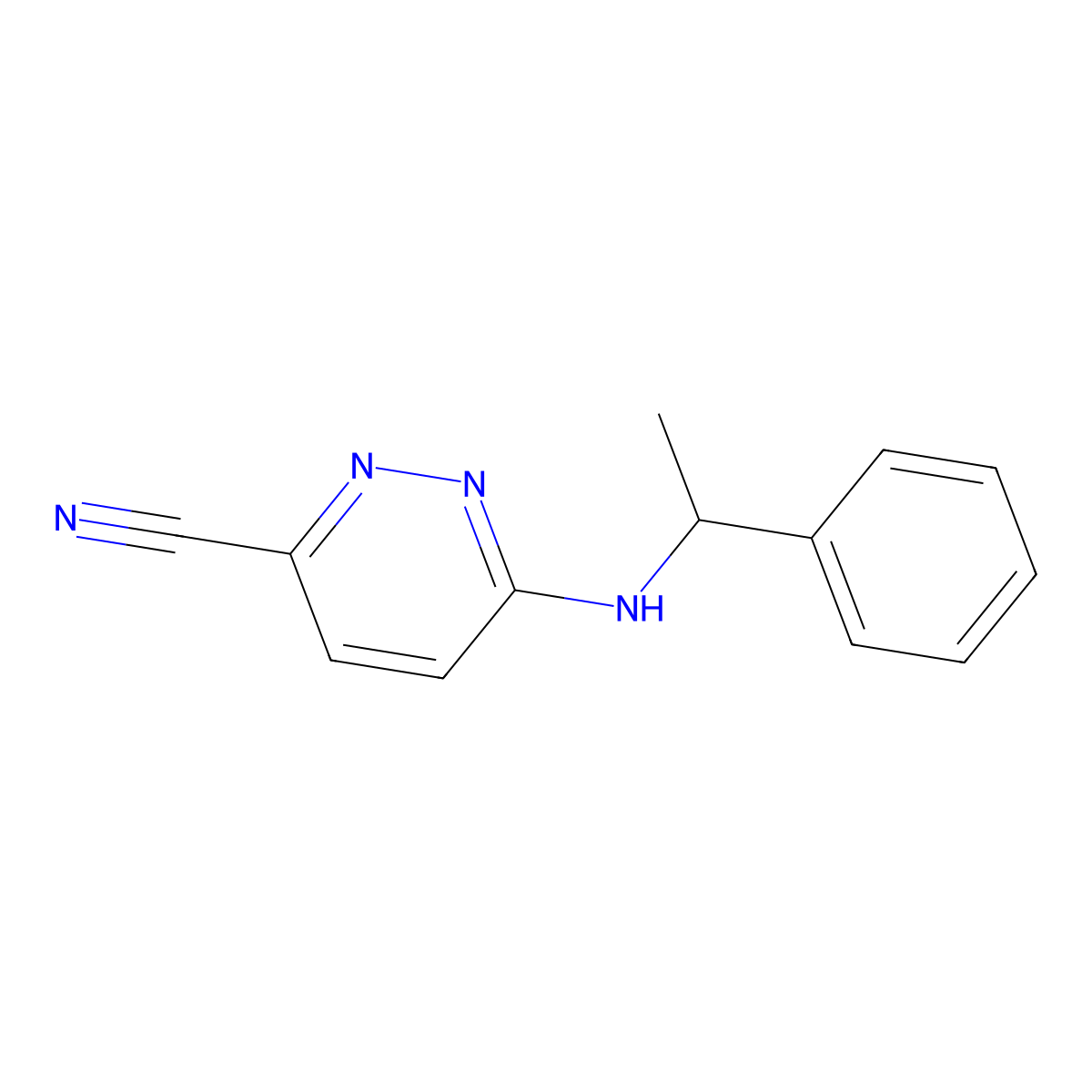 6-[(1-Phenylethyl)amino]pyridazine-3-carbonitrile molecular structure, CAS 2741934-63-2