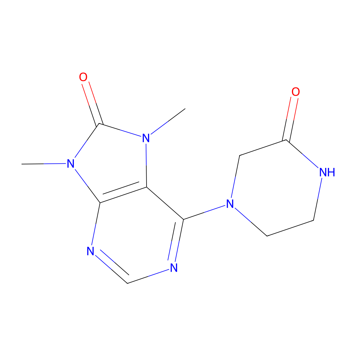 7,9-dimethyl-6-(3-oxopiperazin-1-yl)-8,9-dihydro-7H-purin-8-one molecular structure, CAS 2741934-64-3