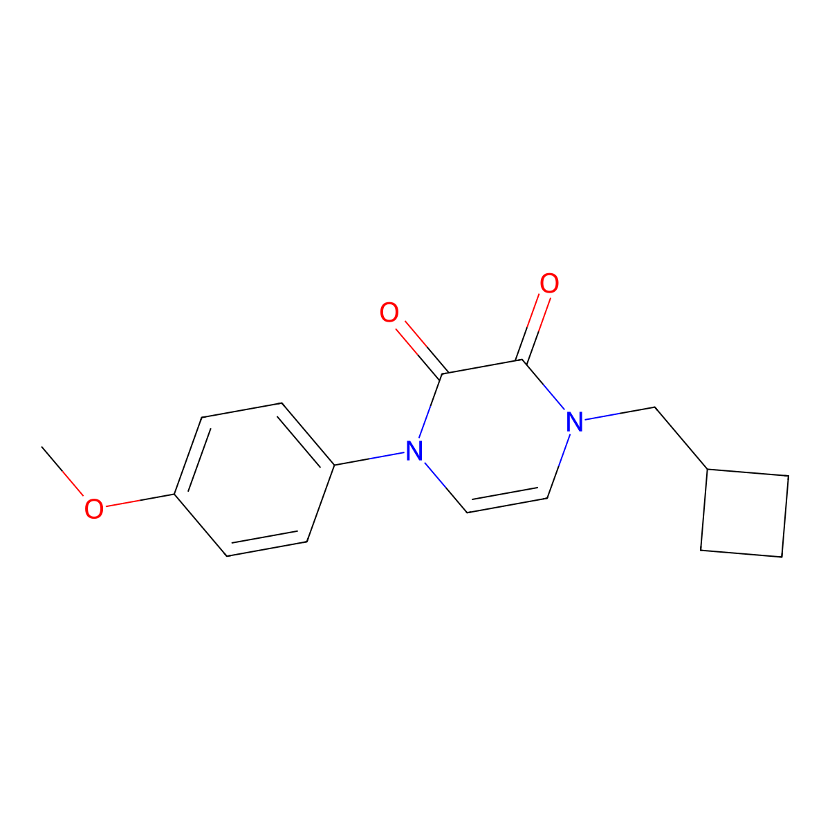 1-(Cyclobutylmethyl)-4-(4-methoxyphenyl)-1,2,3,4-tetrahydropyrazine-2,3-dione molecular structure, CAS 2741934-69-8