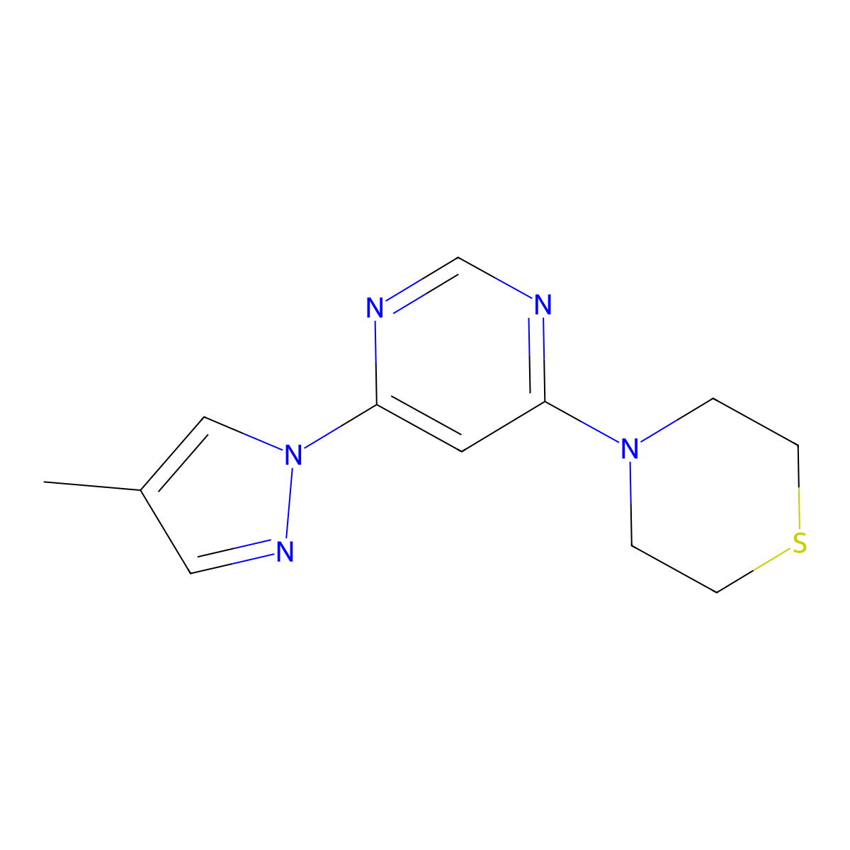 4-[6-(4-methyl-1H-pyrazol-1-yl)pyrimidin-4-yl]thiomorpholine molecular structure, CAS 2741934-72-3