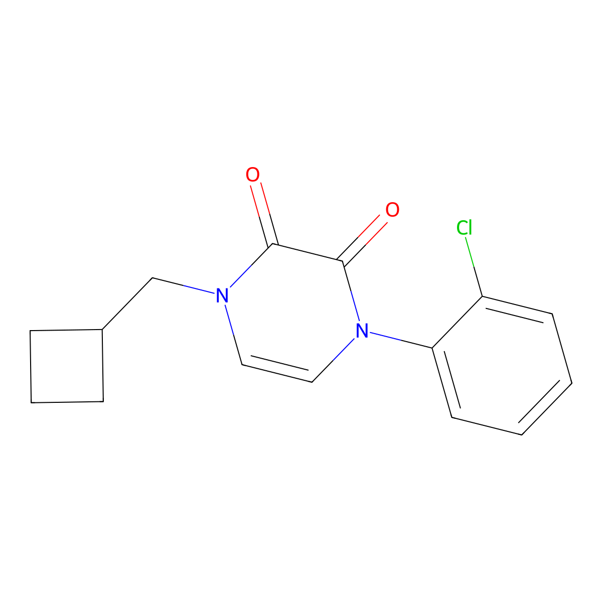 1-(2-Chlorophenyl)-4-(cyclobutylmethyl)-1,2,3,4-tetrahydropyrazine-2,3-dione molecular structure, CAS 2741934-78-9