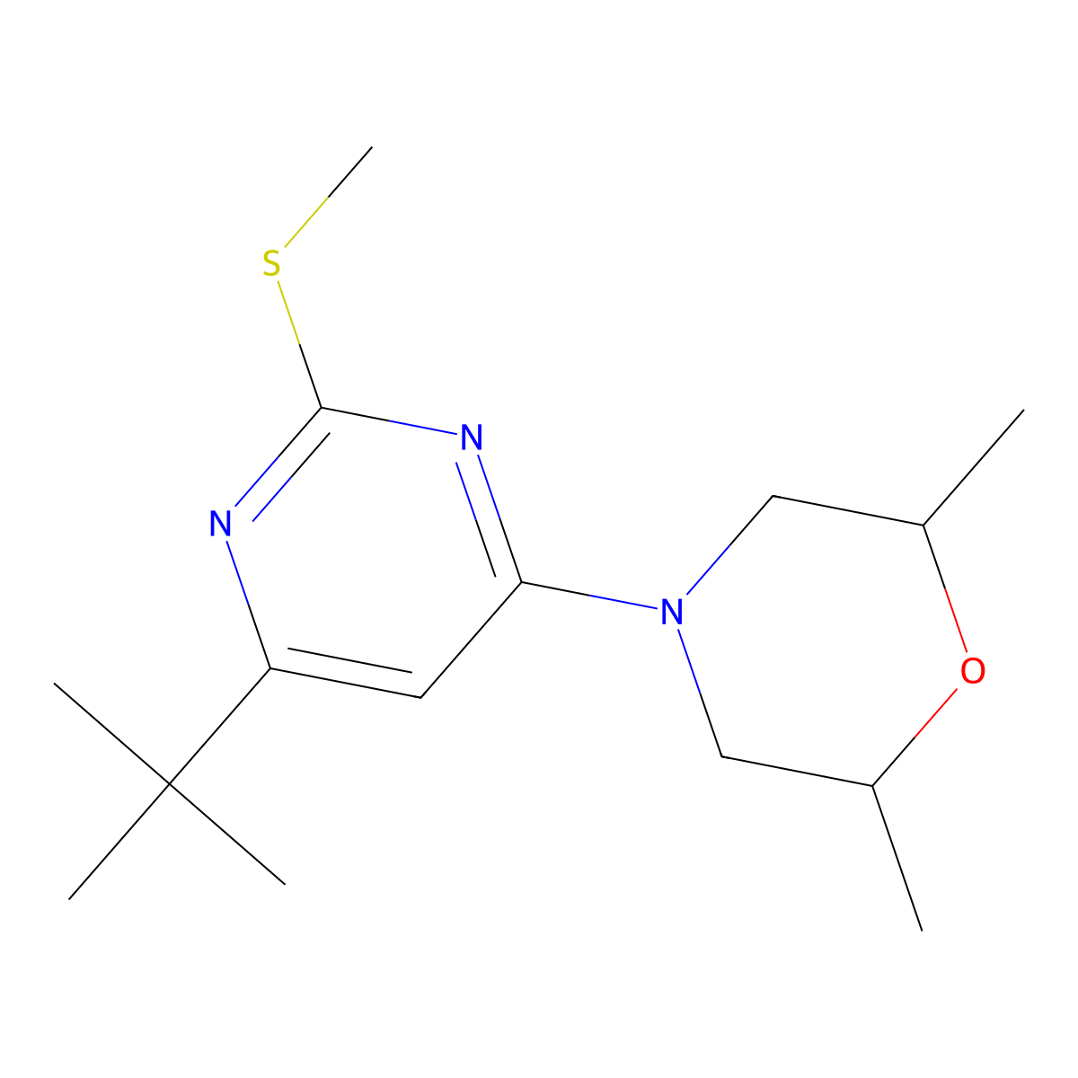 4-[6-Tert-butyl-2-(methylsulfanyl)pyrimidin-4-yl]-2,6-dimethylmorpholine molecular structure, CAS 2741934-90-5