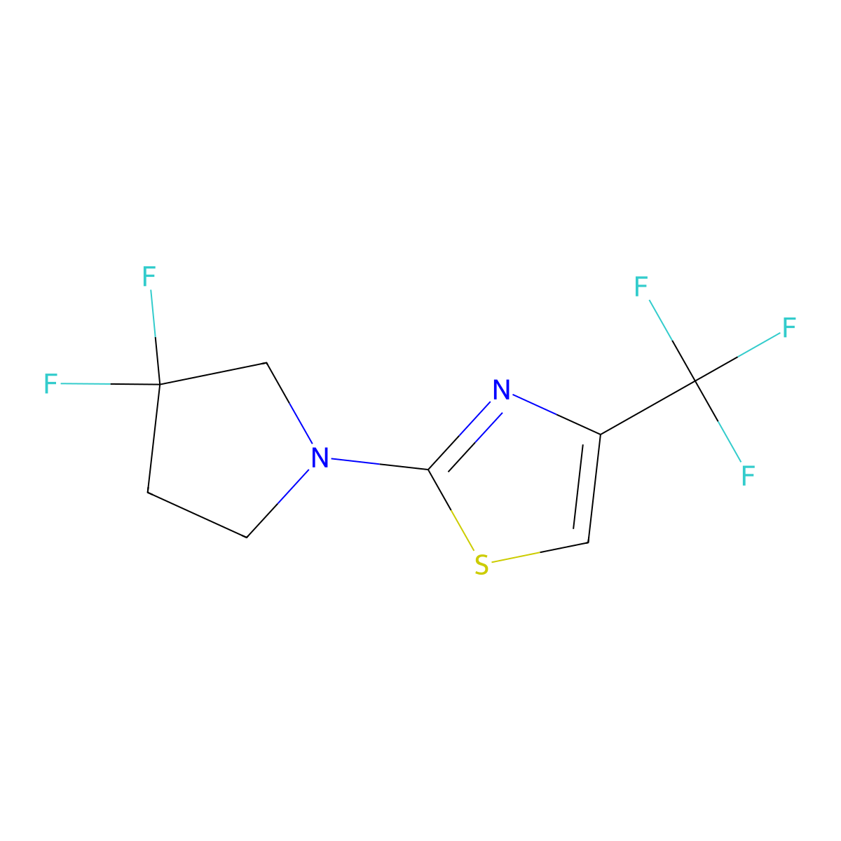 2-(3,3-Difluoropyrrolidin-1-yl)-4-(trifluoromethyl)-1,3-thiazole molecular structure, CAS 2741934-93-8