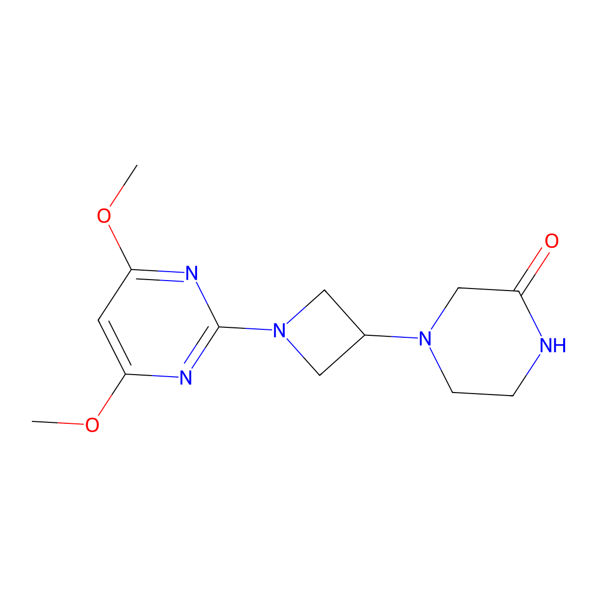 4-[1-(4,6-Dimethoxypyrimidin-2-yl)azetidin-3-yl]piperazin-2-one molecular structure, CAS 2741934-94-9