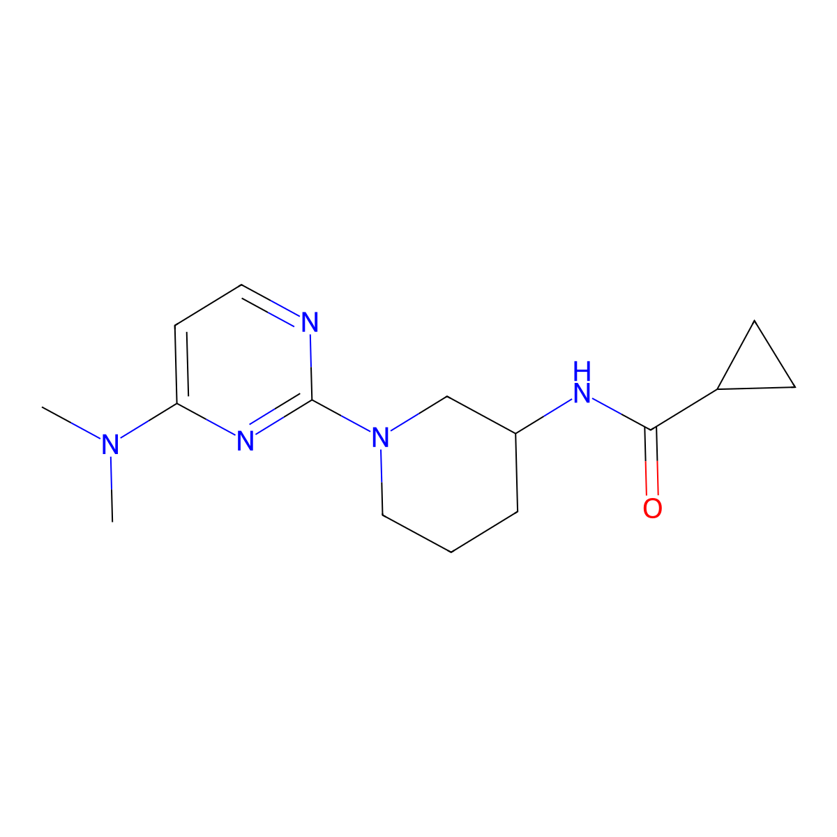 N-{1-[4-(dimethylamino)pyrimidin-2-yl]piperidin-3-yl}cyclopropanecarboxamide molecular structure, CAS 2741934-96-1