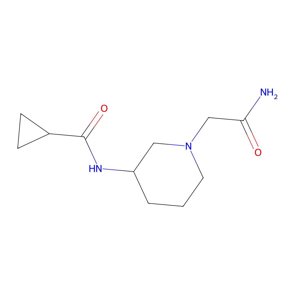 N-[1-(carbamoylmethyl)piperidin-3-yl]cyclopropanecarboxamide molecular structure, CAS 2741935-00-0