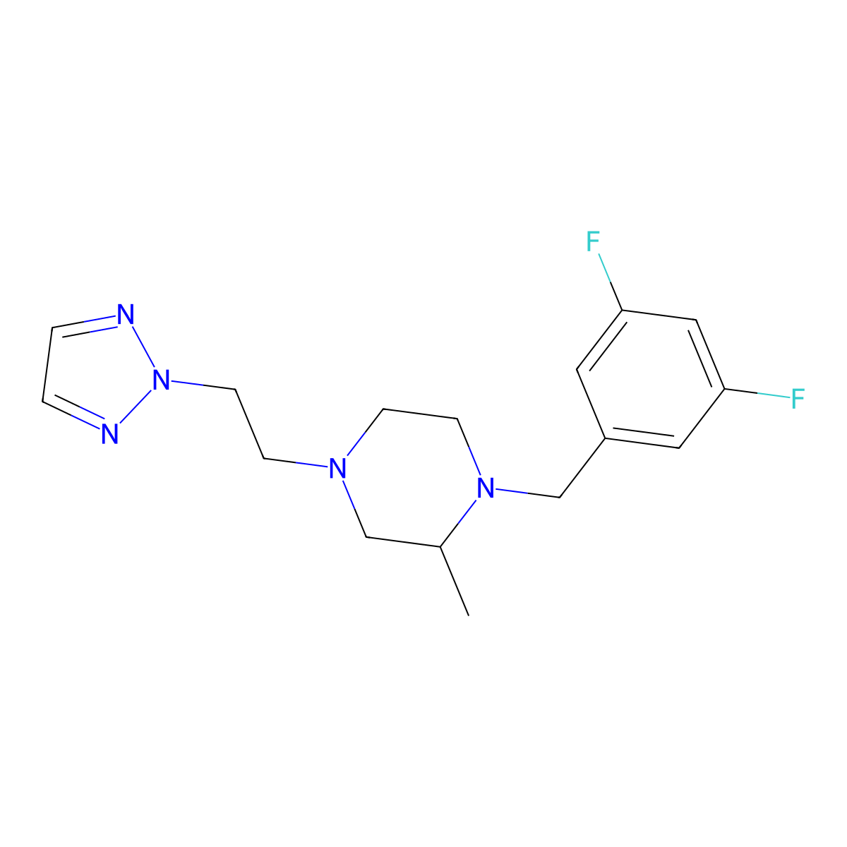 1-[(3,5-difluorophenyl)methyl]-2-methyl-4-[2-(2H-1,2,3-triazol-2-yl)ethyl]piperazine molecular structure, CAS 2741935-05-5