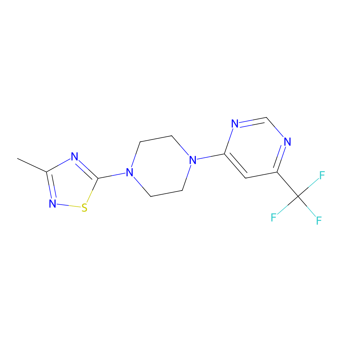 4-[4-(3-Methyl-1,2,4-thiadiazol-5-yl)piperazin-1-yl]-6-(trifluoromethyl)pyrimidine molecular structure, CAS 2741935-08-8