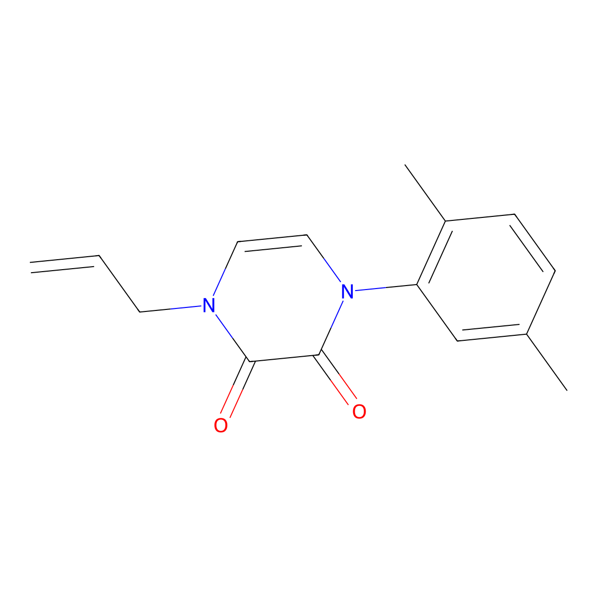 1-(2,5-Dimethylphenyl)-4-(prop-2-en-1-yl)-1,2,3,4-tetrahydropyrazine-2,3-dione molecular structure, CAS 2741935-14-6