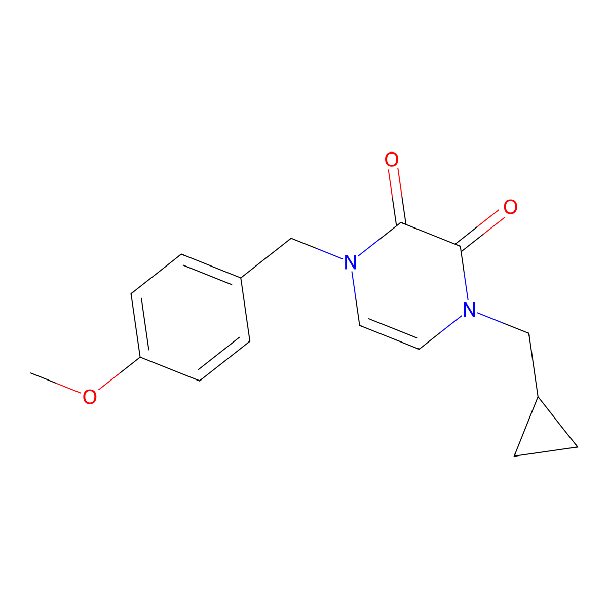 1-(Cyclopropylmethyl)-4-[(4-methoxyphenyl)methyl]-1,2,3,4-tetrahydropyrazine-2,3-dione molecular structure, CAS 2741935-15-7