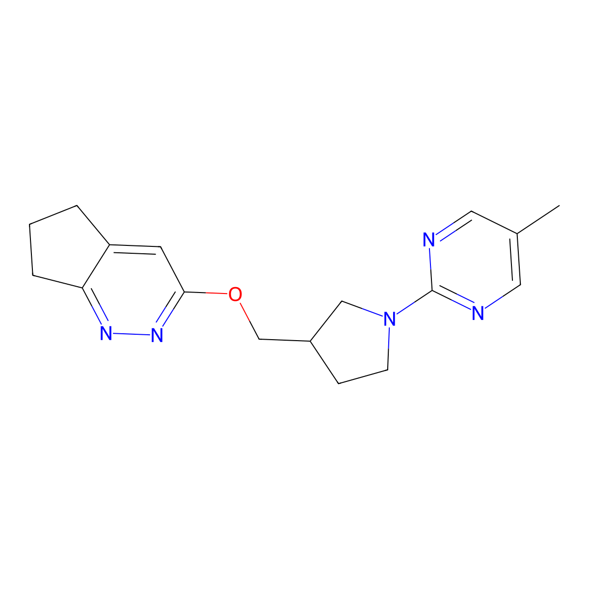 2-[3-({5H,6H,7H-cyclopenta[c]pyridazin-3-yloxy}methyl)pyrrolidin-1-yl]-5-methylpyrimidine molecular structure, CAS 2741935-23-7