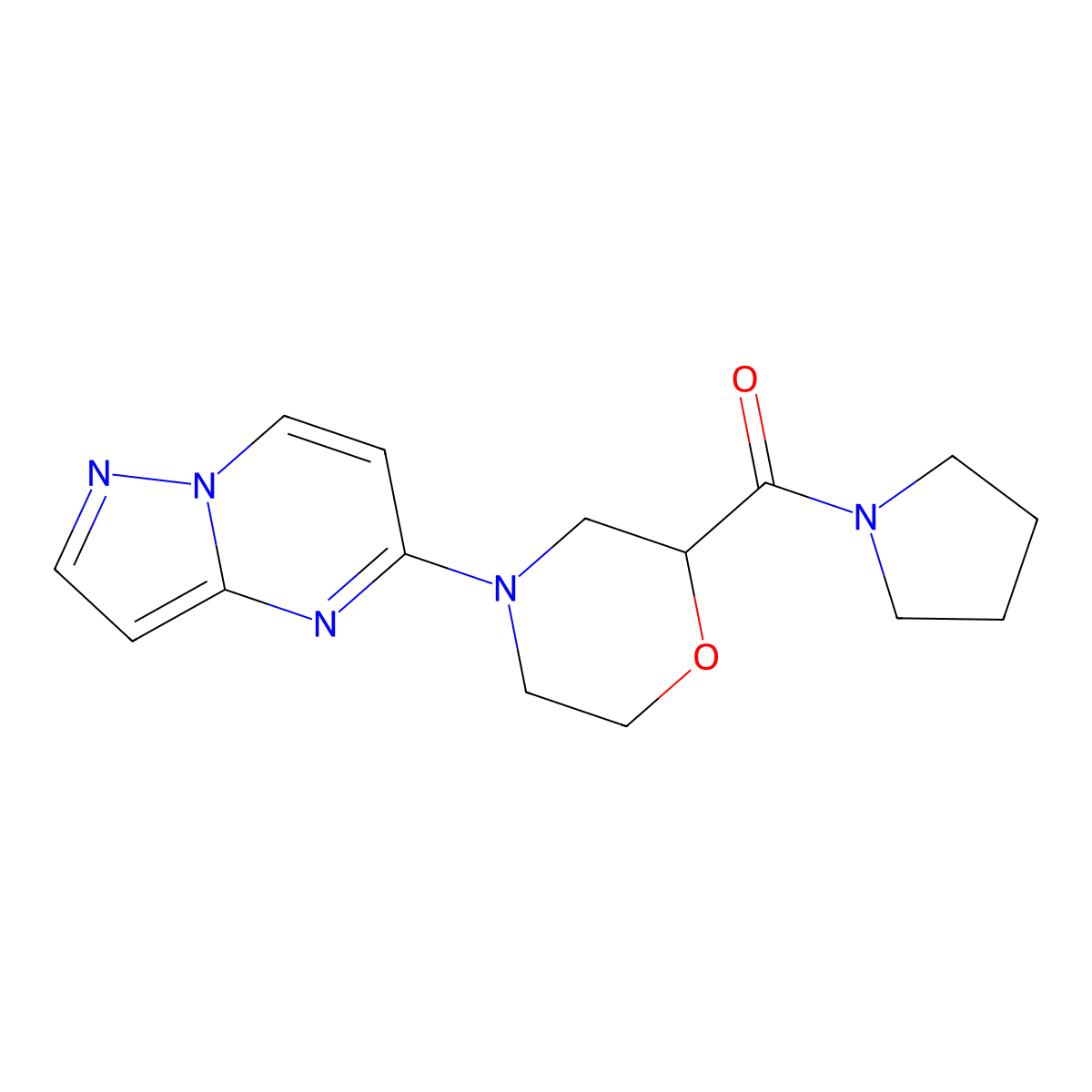 4-{Pyrazolo[1,5-a]pyrimidin-5-yl}-2-(pyrrolidine-1-carbonyl)morpholine molecular structure, CAS 2741935-25-9