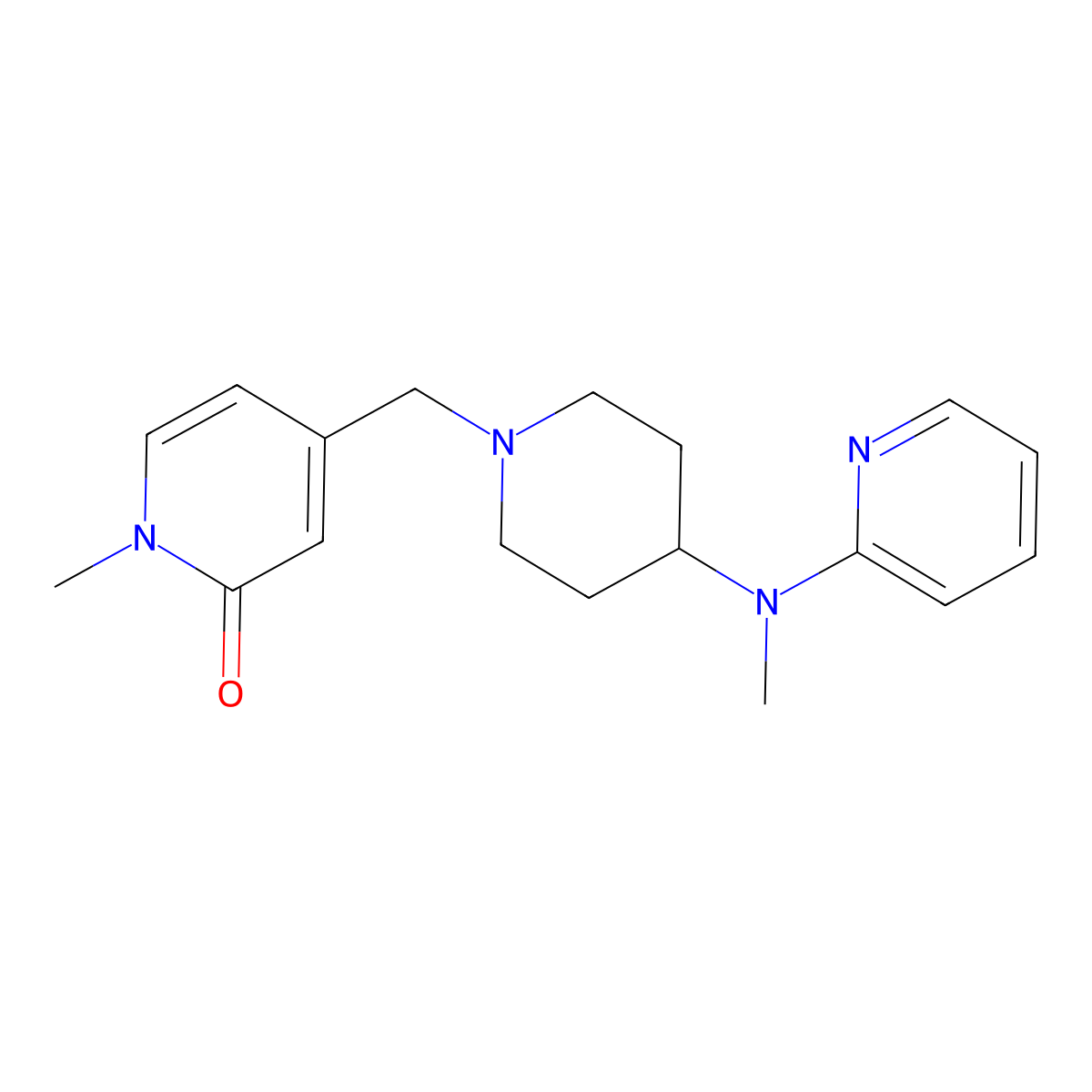 1-Methyl-4-({4-[methyl(pyridin-2-yl)amino]piperidin-1-yl}methyl)-1,2-dihydropyridin-2-one molecular structure, CAS 2741935-28-2