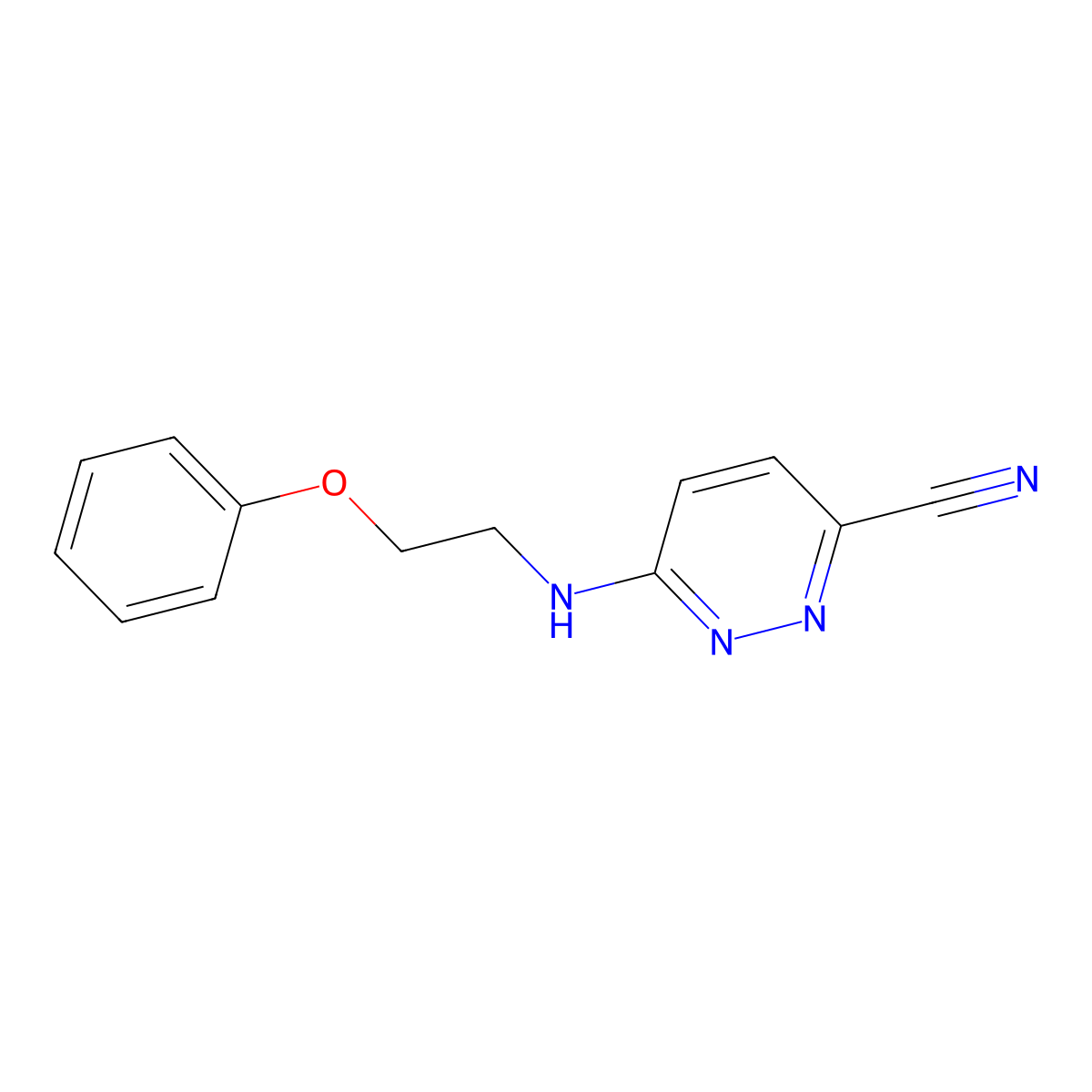 6-[(2-Phenoxyethyl)amino]pyridazine-3-carbonitrile molecular structure, CAS 2741935-32-8