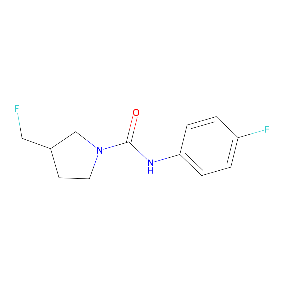 3-(fluoromethyl)-N-(4-fluorophenyl)pyrrolidine-1-carboxamide molecular structure, CAS 2741935-34-0