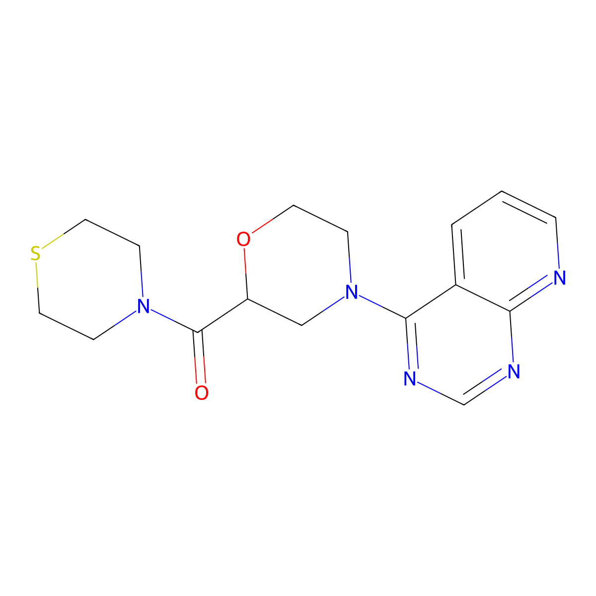 4-{Pyrido[2,3-d]pyrimidin-4-yl}-2-(thiomorpholine-4-carbonyl)morpholine molecular structure, CAS 2741935-39-5
