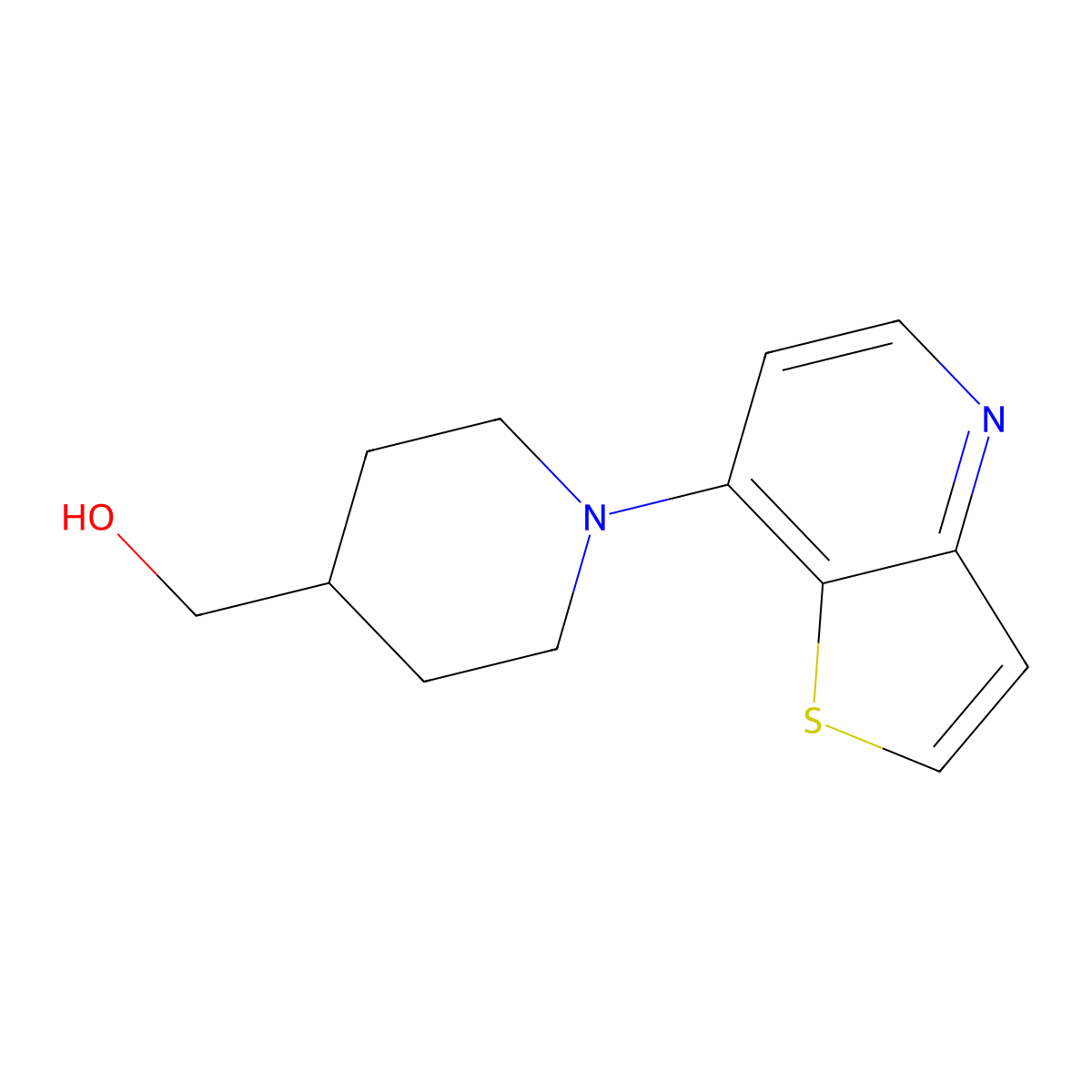 (1-{Thieno[3,2-b]pyridin-7-yl}piperidin-4-yl)methanol molecular structure, CAS 2741935-46-4