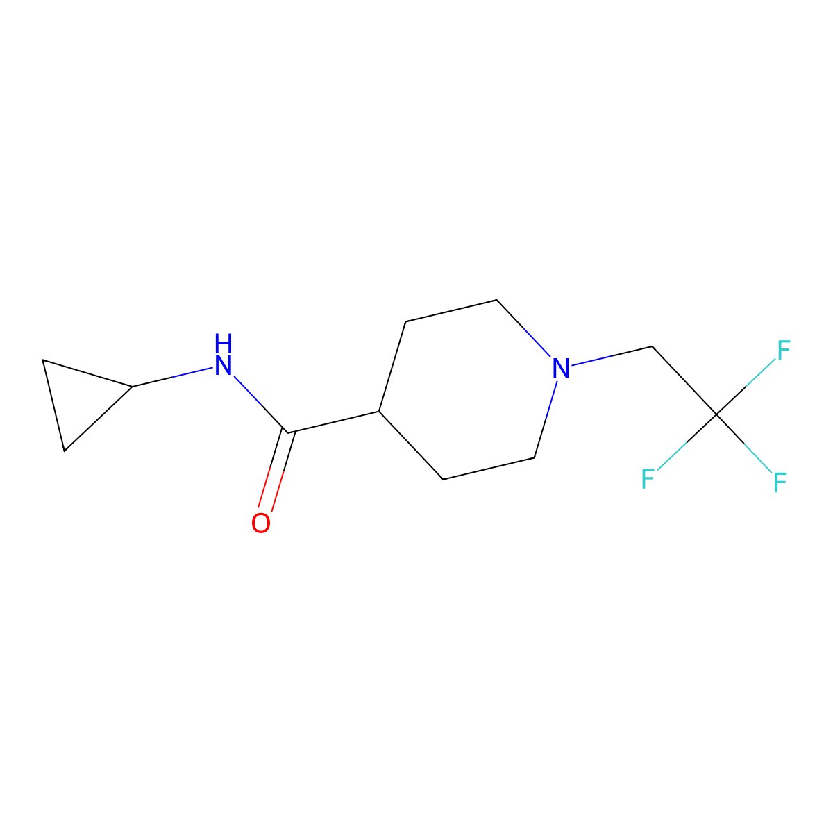 N-cyclopropyl-1-(2,2,2-trifluoroethyl)piperidine-4-carboxamide molecular structure, CAS 2741935-47-5