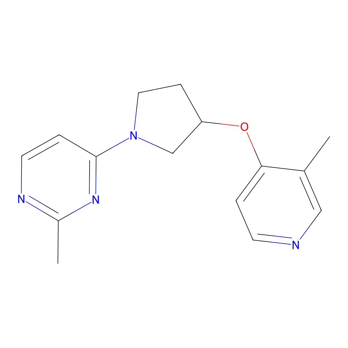 2-Methyl-4-{3-[(3-methylpyridin-4-yl)oxy]pyrrolidin-1-yl}pyrimidine molecular structure, CAS 2741935-53-3