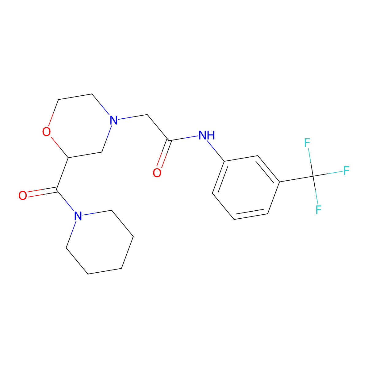 2-[2-(piperidine-1-carbonyl)morpholin-4-yl]-N-[3-(trifluoromethyl)phenyl]acetamide molecular structure, CAS 2741935-56-6