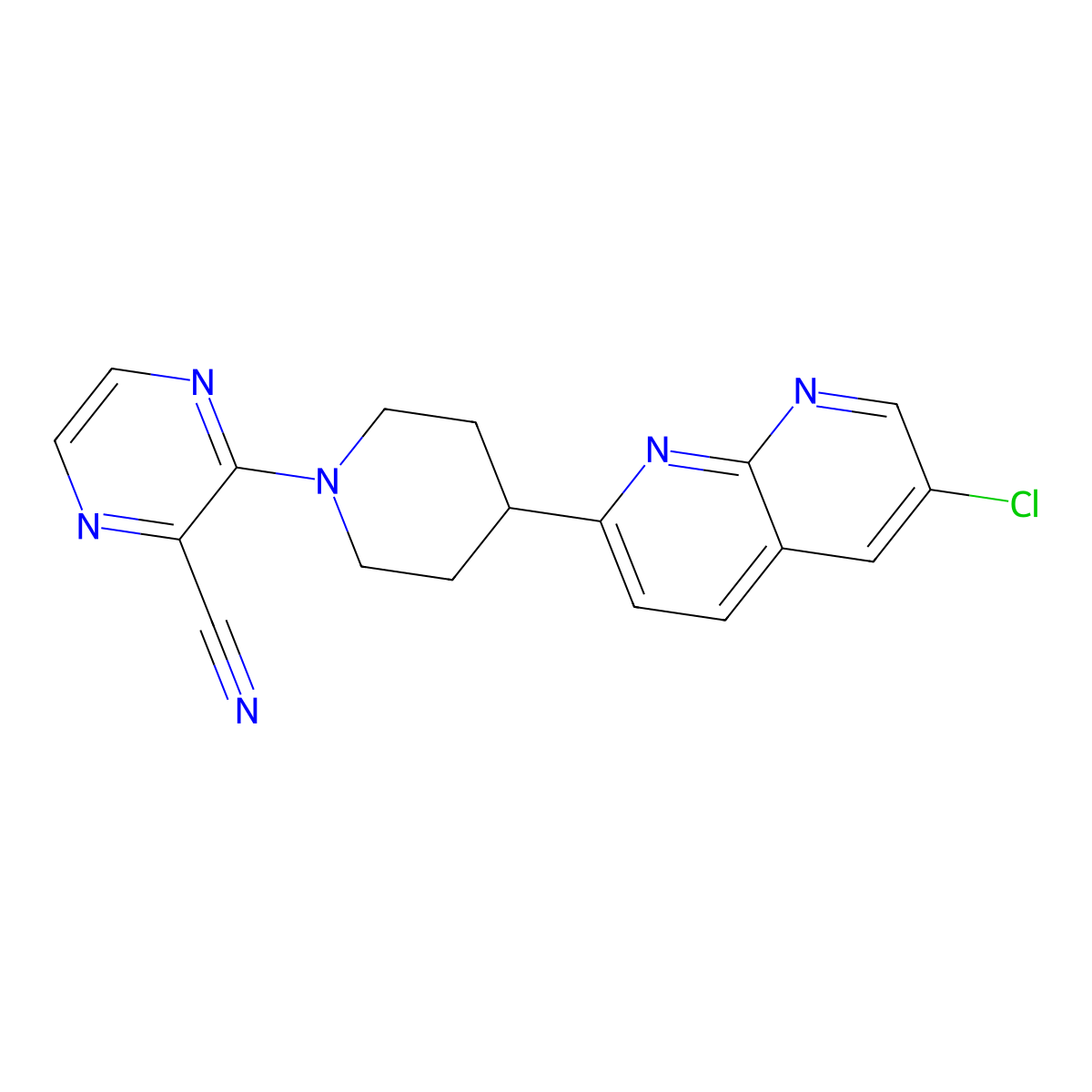 3-[4-(6-Chloro-1,8-naphthyridin-2-yl)piperidin-1-yl]pyrazine-2-carbonitrile molecular structure, CAS 2741935-57-7