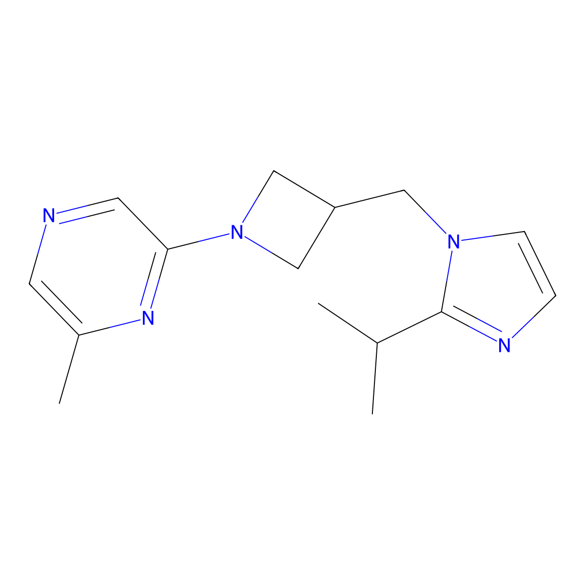 2-methyl-6-(3-{[2-(propan-2-yl)-1H-imidazol-1-yl]methyl}azetidin-1-yl)pyrazine molecular structure, CAS 2741935-59-9
