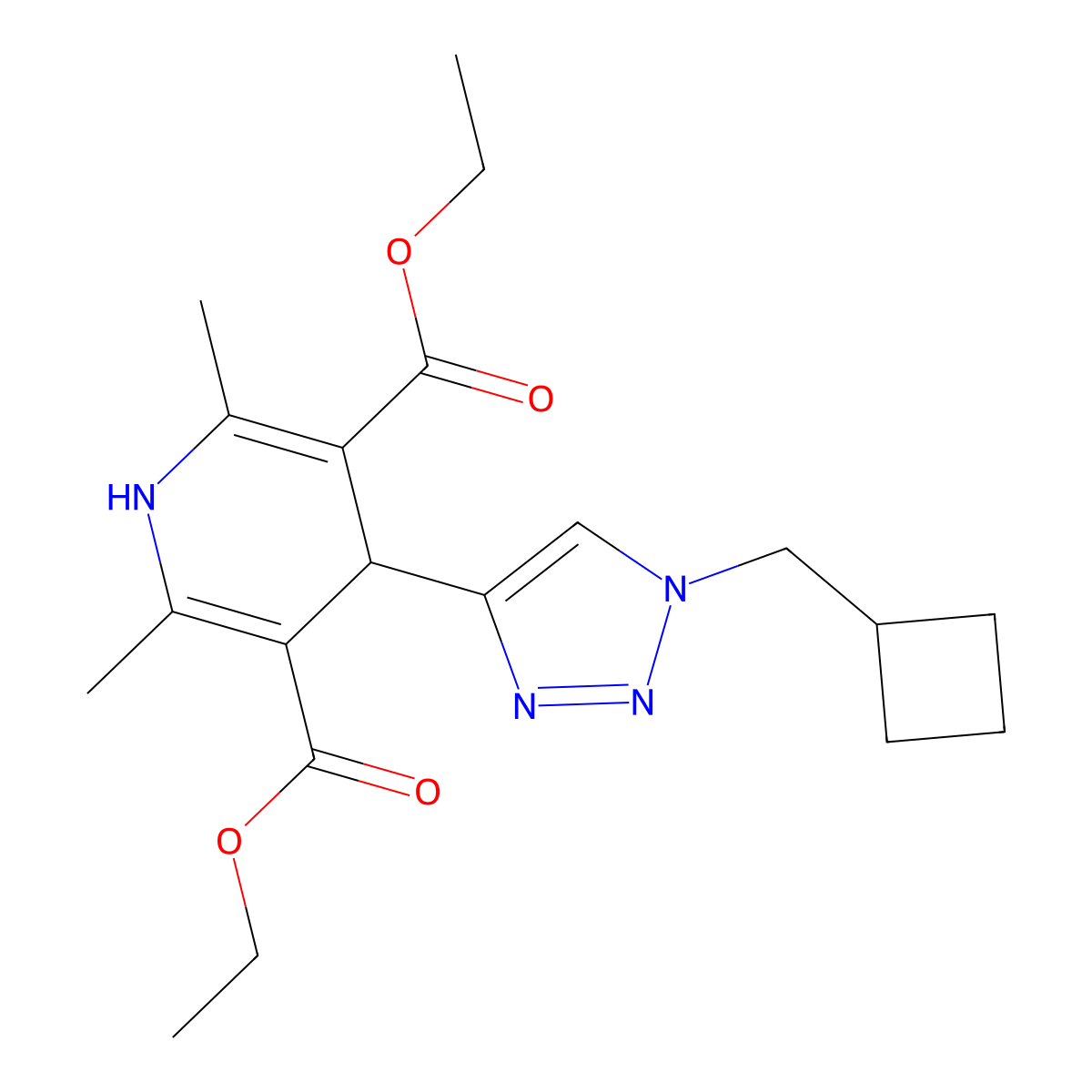 3,5-diethyl 4-[1-(cyclobutylmethyl)-1H-1,2,3-triazol-4-yl]-2,6-dimethyl-1,4-dihydropyridine-3,5-dicarboxylate molecular structure, CAS 2741935-64-6