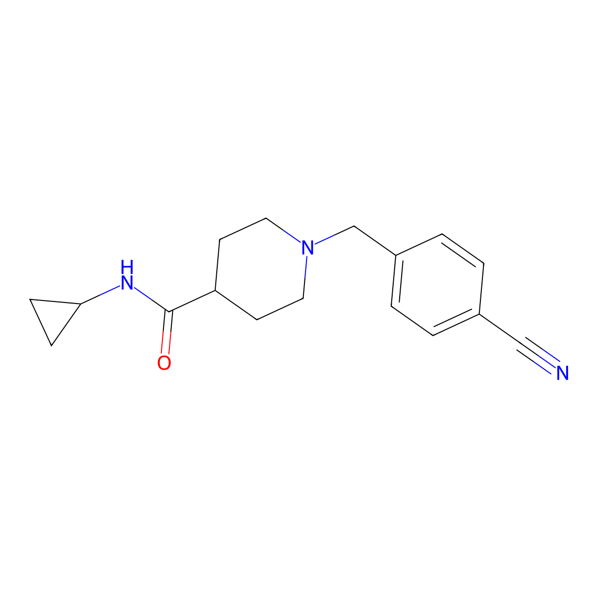 1-[(4-cyanophenyl)methyl]-N-cyclopropylpiperidine-4-carboxamide molecular structure, CAS 2741935-77-1