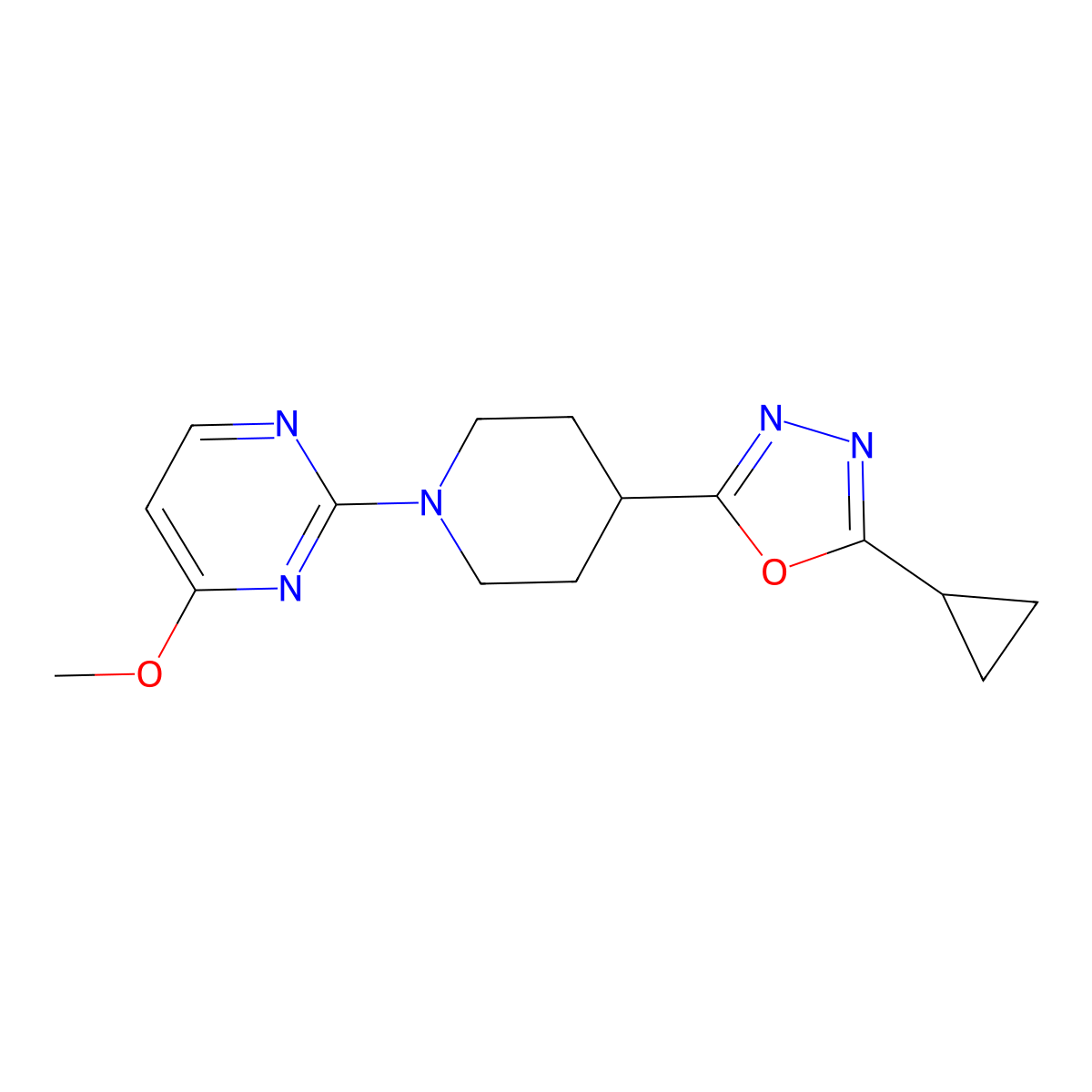 2-[4-(5-Cyclopropyl-1,3,4-oxadiazol-2-yl)piperidin-1-yl]-4-methoxypyrimidine molecular structure, CAS 2741935-78-2