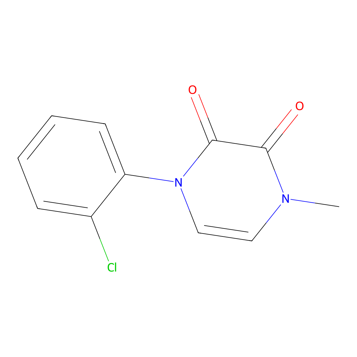 1-(2-Chlorophenyl)-4-methyl-1,2,3,4-tetrahydropyrazine-2,3-dione molecular structure, CAS 2741935-80-6