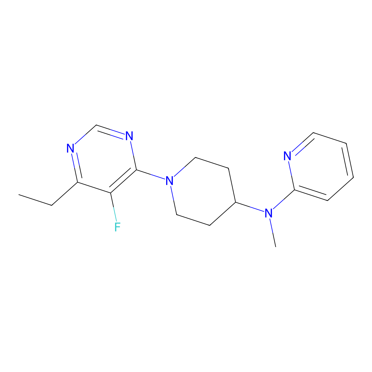 N-[1-(6-ethyl-5-fluoropyrimidin-4-yl)piperidin-4-yl]-N-methylpyridin-2-amine molecular structure, CAS 2741935-85-1