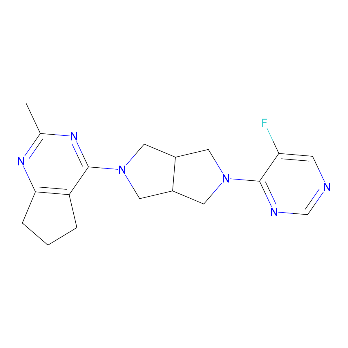 5-fluoro-4-(5-{2-methyl-5H,6H,7H-cyclopenta[d]pyrimidin-4-yl}-octahydropyrrolo[3,4-c]pyrrol-2-yl)pyrimidine molecular structure, CAS 2741935-88-4