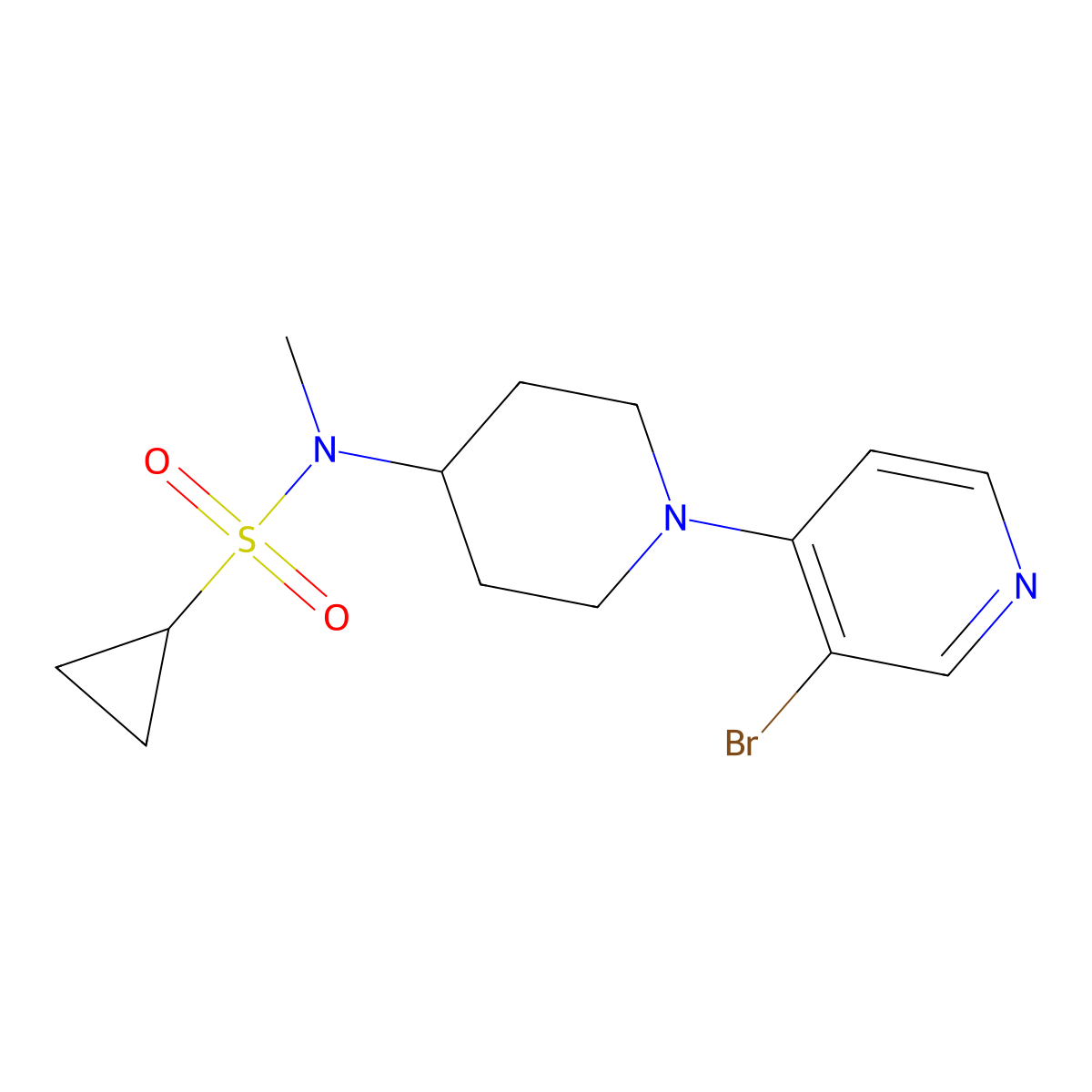 N-[1-(3-bromopyridin-4-yl)piperidin-4-yl]-N-methylcyclopropanesulfonamide molecular structure, CAS 2741936-03-6