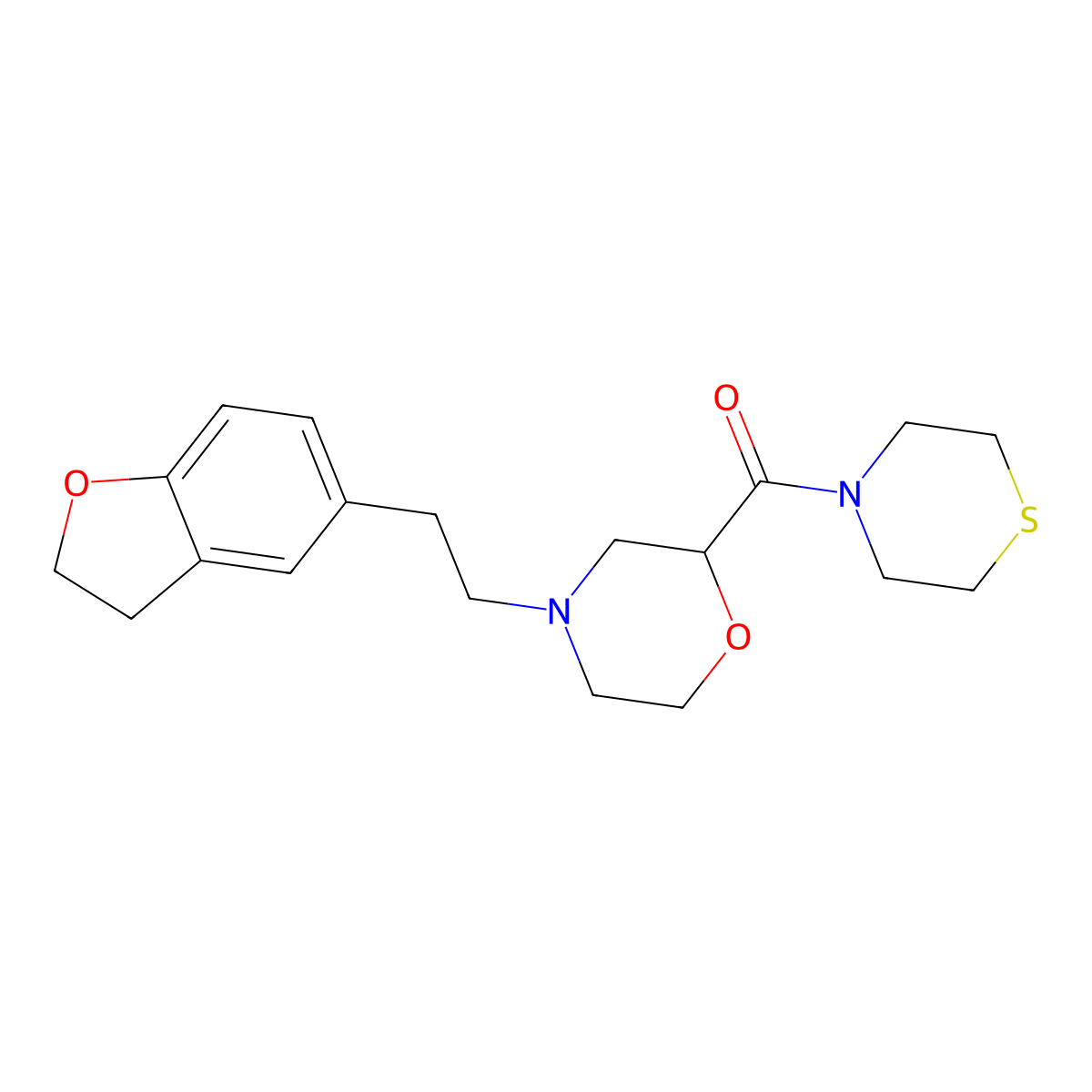 4-[2-(2,3-Dihydro-1-benzofuran-5-yl)ethyl]-2-(thiomorpholine-4-carbonyl)morpholine molecular structure, CAS 2741936-06-9